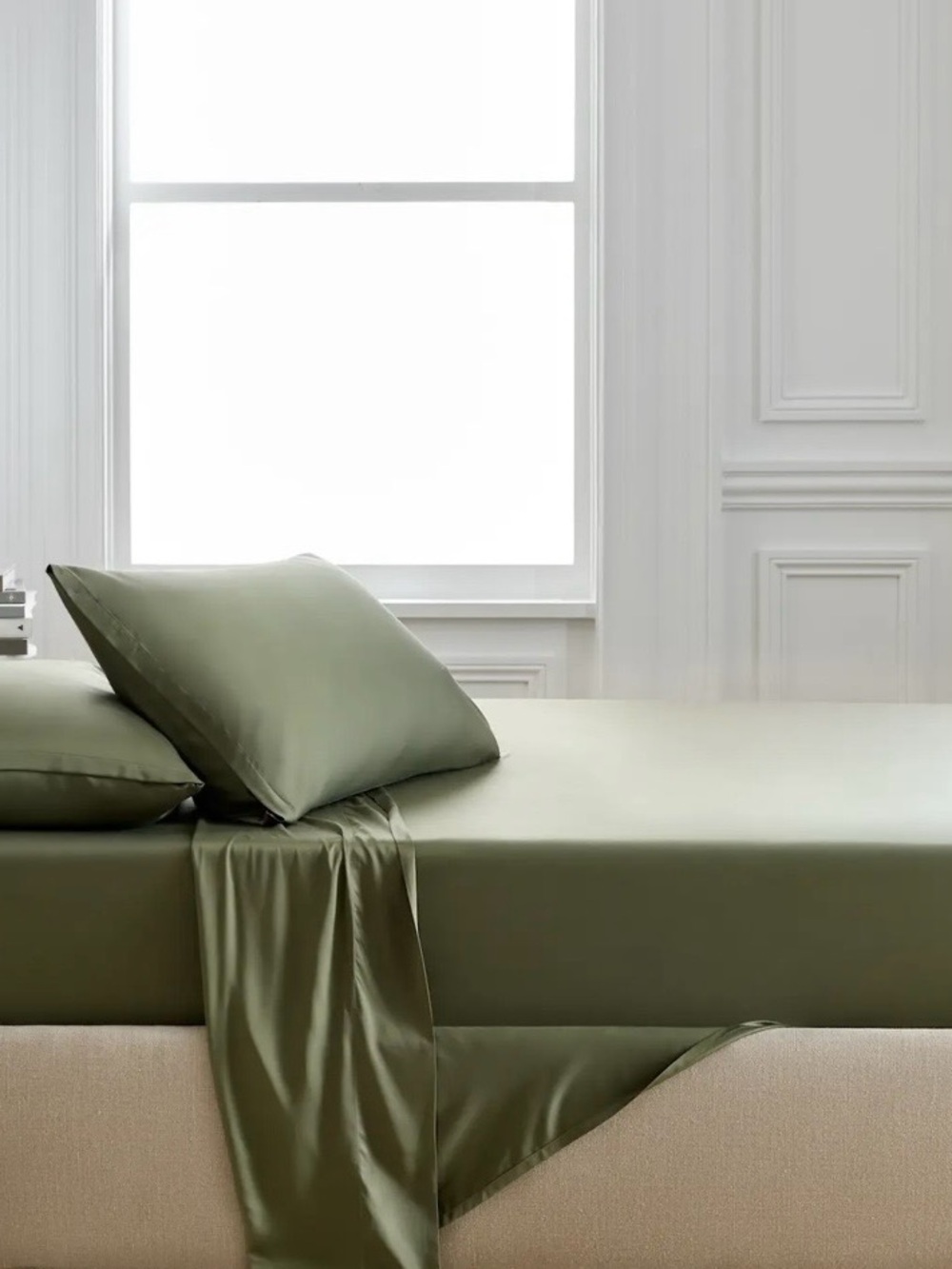 Quince Organic 4 Piece Bamboo Sheet Set, King (Olive)